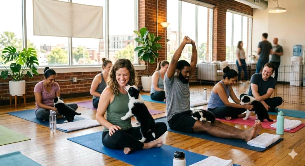 Corporate Event For Puppy Yoga